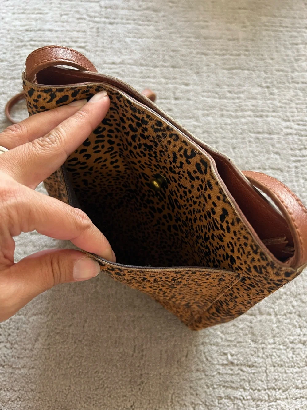 Madewell The Slim Brooklyn Crossbody Bag, Mini Leopard Calf Hair